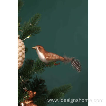 Autumn Glass Brid Decoration with Clip